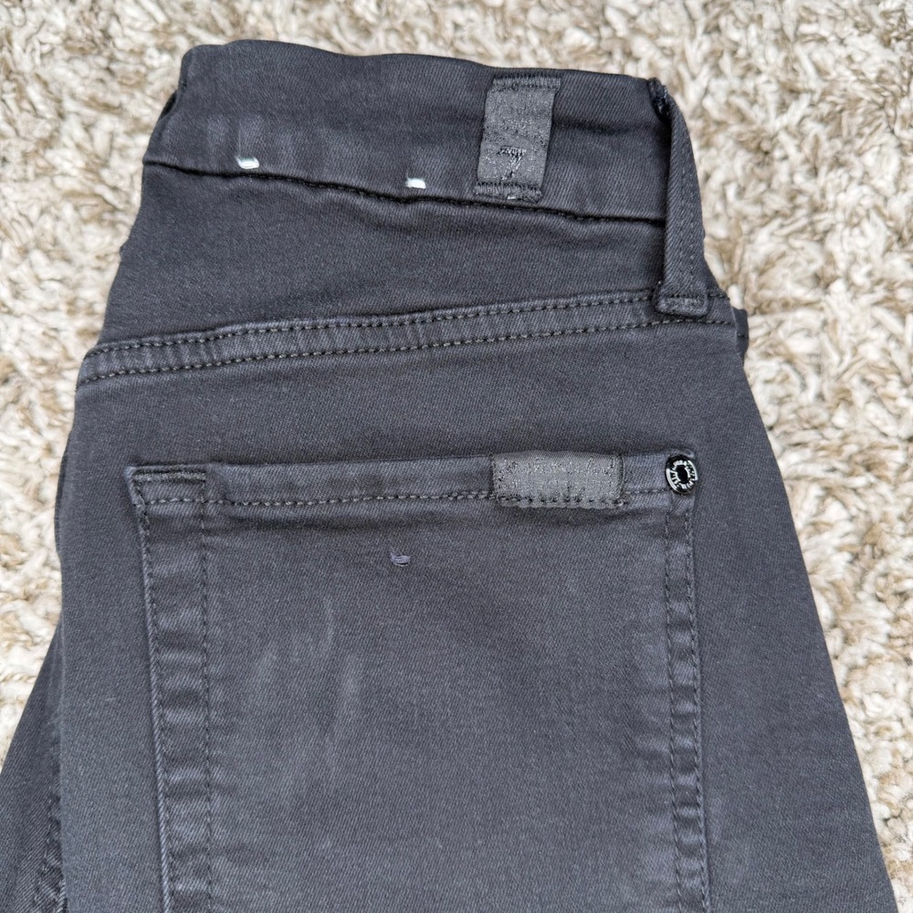 7 For All Mankind The High Waist Skinny Jeans Women 26 Black Stretch Denim